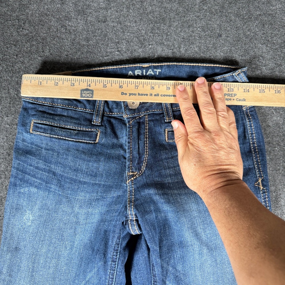 Ariat Denim Trouser Jeans Womens 28R Medium Wash Flare Wide Leg Mid Rise 13423 - Picture 8 of 14